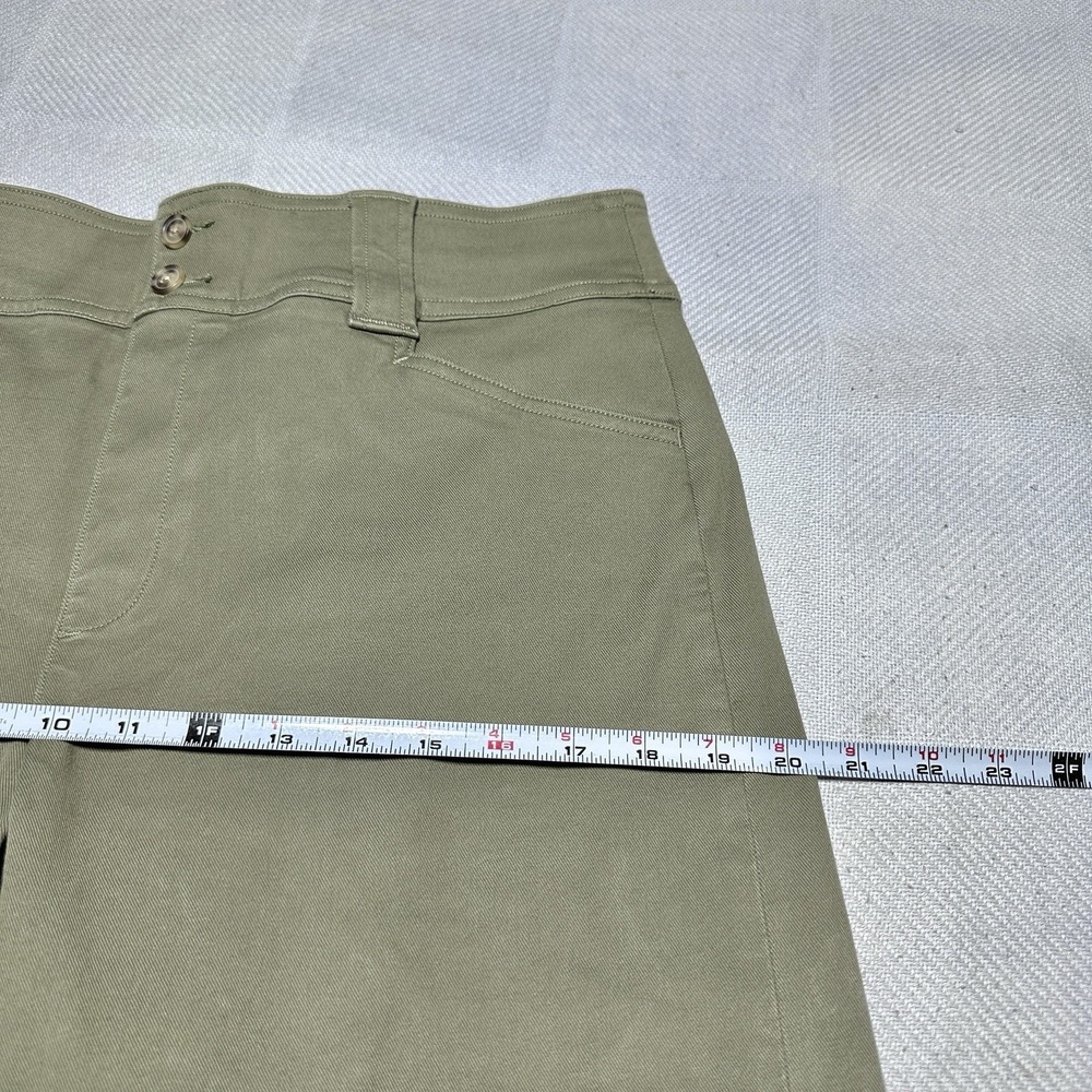 Spanx Twill Cropped Trousers Size Large Wide Leg Stretch High Rise Spanish Olive - Picture 11 of 15